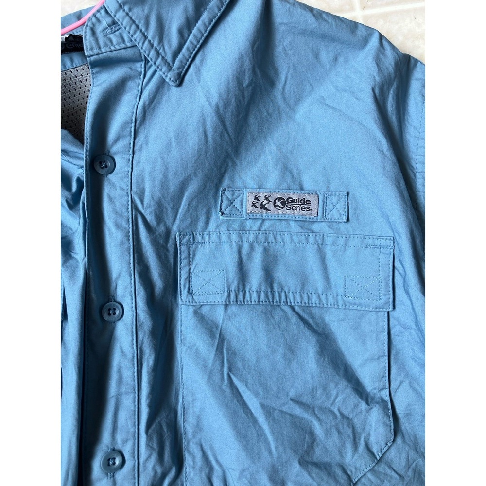 Guide Series Men's large Cotton Fishing Button Down‎ Short Sleeve Blue Shirt